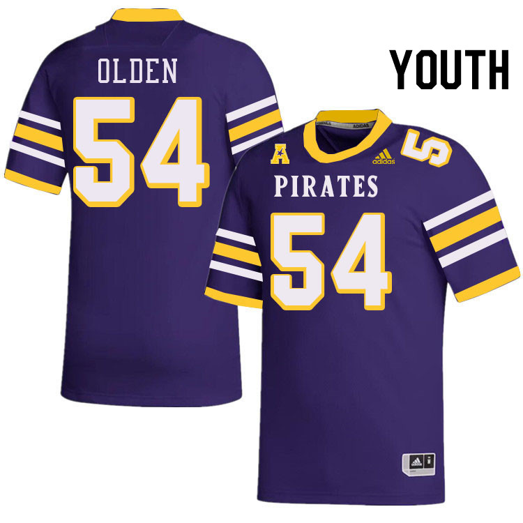 Youth #54 Jayden Olden ECU Pirates College Football Jerseys Stitched-Throwback